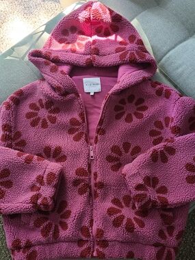 (NWOT) Wild Rose Pink Floral Sherpa Zip Hoodie